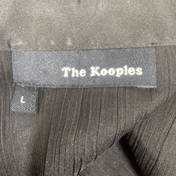 THE KOOPLES Sheer Button Front Striped Shirt w/ Accent Tie Collar BLACK / LARGE - Picture 12 of 15